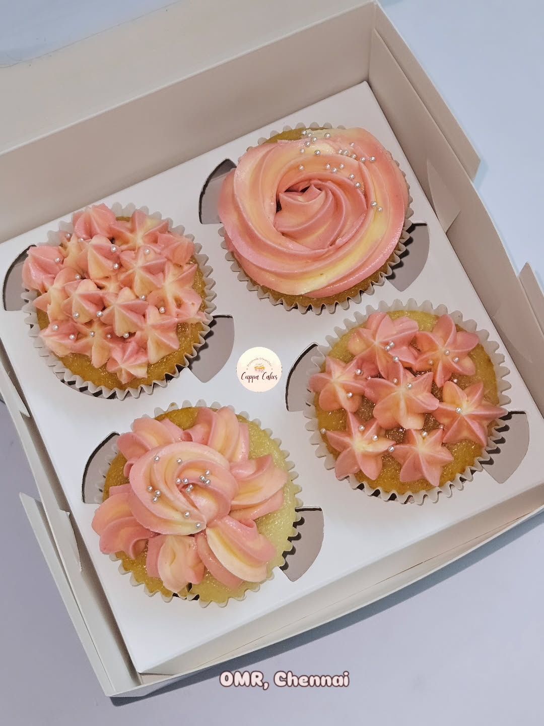 Pink swirl buttercream cupcakes